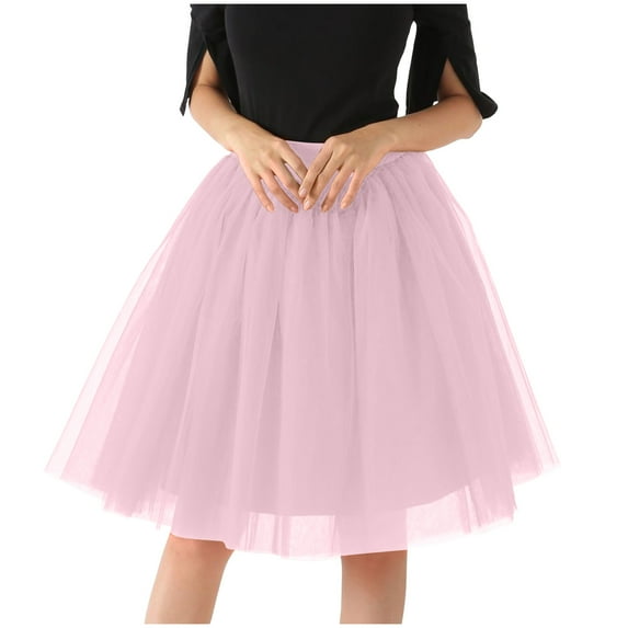 Teissuly Fashion Women's Large Gauze Pleated Half Skirt Gauze Skirt Puffy Skirt