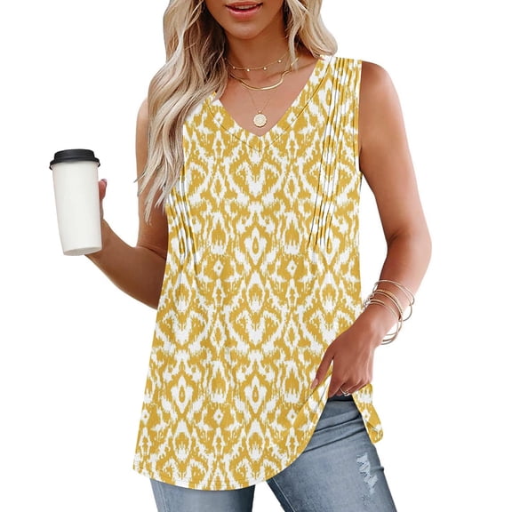 Teissuly Fashion Women's Spring/Summer Solid Color Casual V-neck Sleeveless Top Tank Top