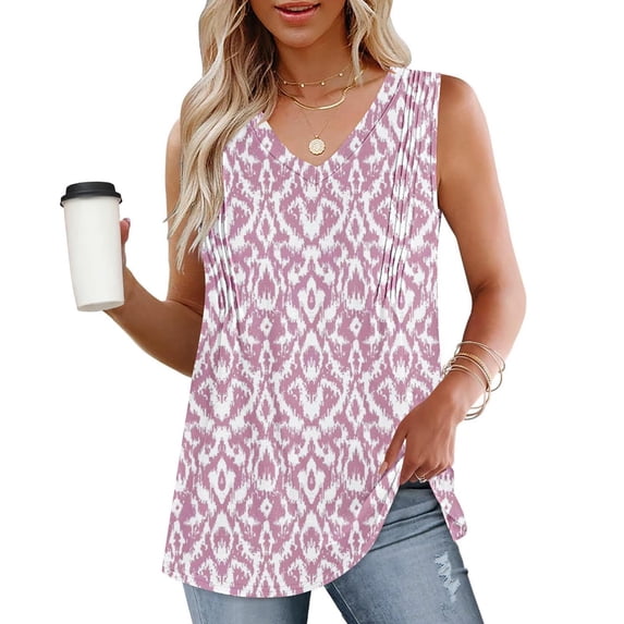 Teissuly Fashion Women's Spring/Summer Solid Color Casual V-neck Sleeveless Top Tank Top