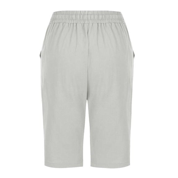 Teissuly Fashion Womens Casual Solid Color Waist Elastic Loose Half Shorts Pants With Pocket