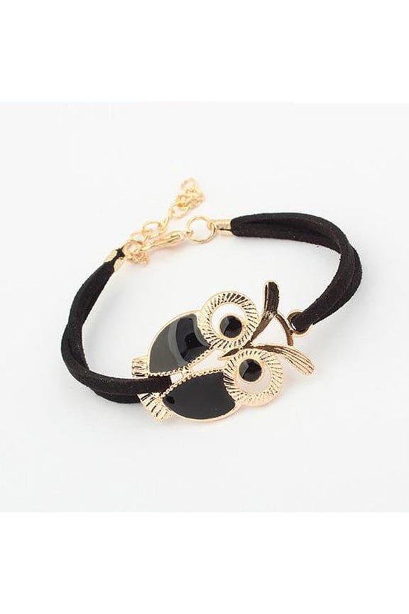 Fashion Womens Girls Vintage Owl Decoration Faux Leather Bracelets