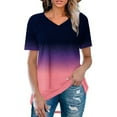 thumbnail image 1 of Teissuly Fashionable Women's Summer Printing V Neck T-shirt Short Sleeved Casual Tops, 1 of 5