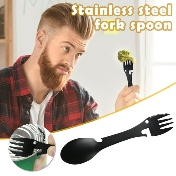 Teissuly Five-in-one Fork, Spoon And Knife Essential Camping Outdoor Tableware Cookware