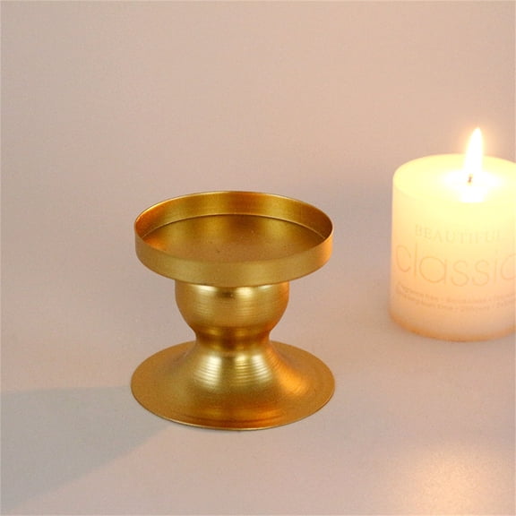 Teissuly Golden Geometric Round Wrought Iron Candle Holder Home Decoration Metal Crafts
