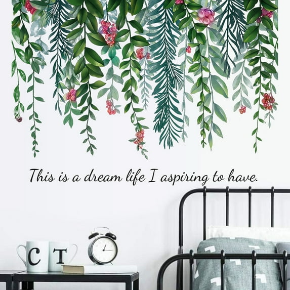 Teissuly Green Plant Pattern Removable Wall Sticker Bedroom Living Room Decoration Ks024