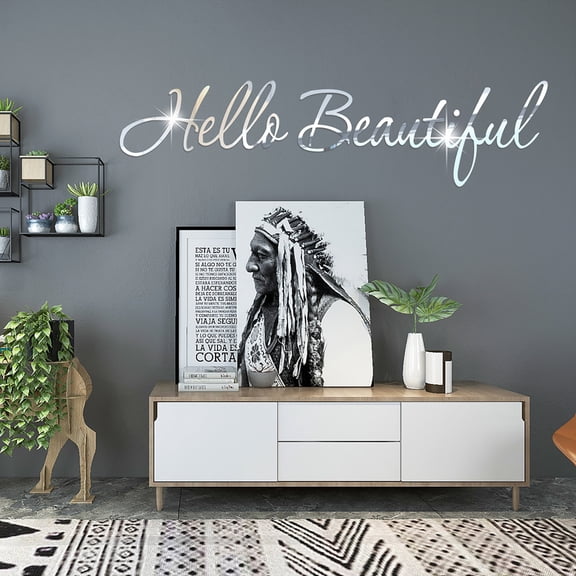 Teissuly Hello Beautiful Mirror 3D Acrylic Wall Decal and Stickers