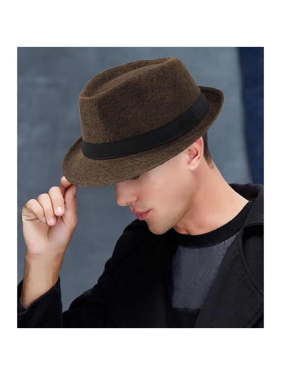 Jazz Hat Men's Breathable Linen Top Hat Hat Curl