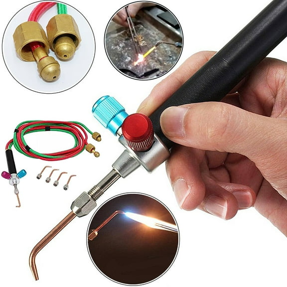 Teissuly Jewelry Micro Mini Gas Small Torch Welding Soldering Gun Soldering Torches Soldering kit with 5 Weld tips for Oxygen Cylinders, Hoses - Acetylene for Jewelers