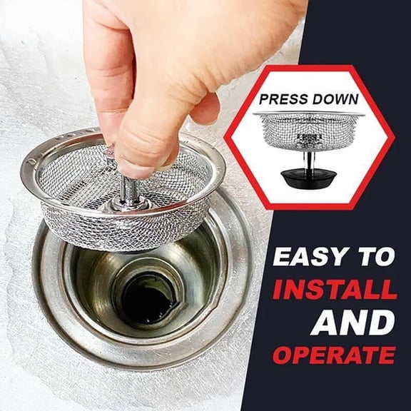 Teissuly Kitchen Sink Strainer with Handle and Stopper Replacement Kitchen Sink Drain Basket/Stopper/Plug 3.26 Inch Stainless Steel Kitchen Sink Drain Strainer Mesh Sifter Filter(‎Silver)