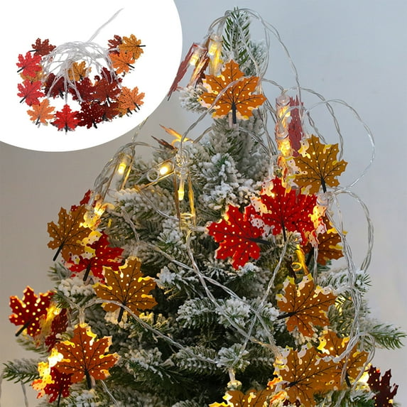 Teissuly LED Five Color Maple Leaf Light String USB Warm White Light Thanksgiving Christmas Decoration Lights Party Decoration Christmas Tree Decoration