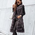 thumbnail image 1 of Teissuly Ladies Fashion Long Color Warm Round Neck Furs Vest Jacket, 1 of 7