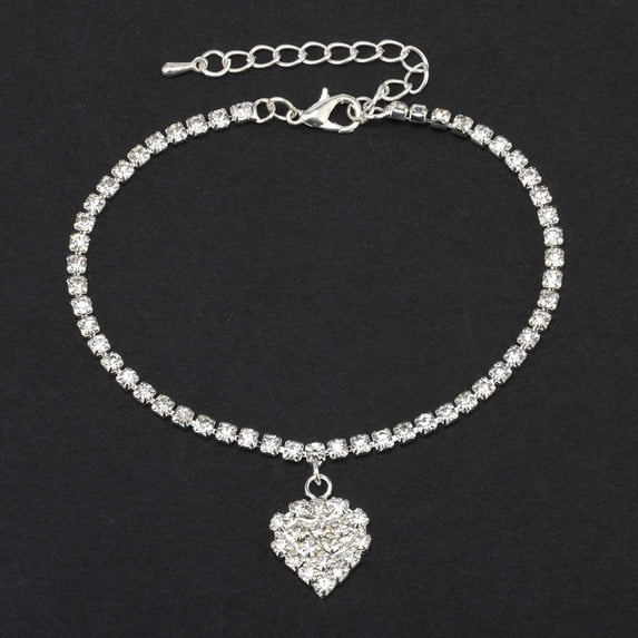 Teissuly Ladies Fashion Personality Anklet Heart Diamond Anklet Jewelry