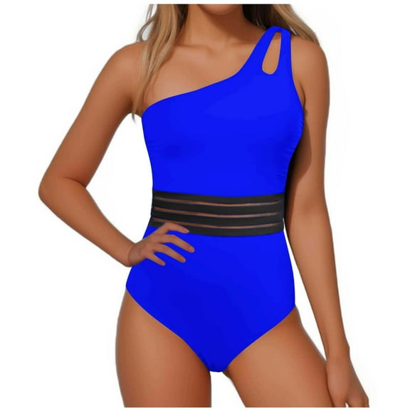 Teissuly Ladies Shoulder Swimsuit Women's High Waist Bikini Swimsuit