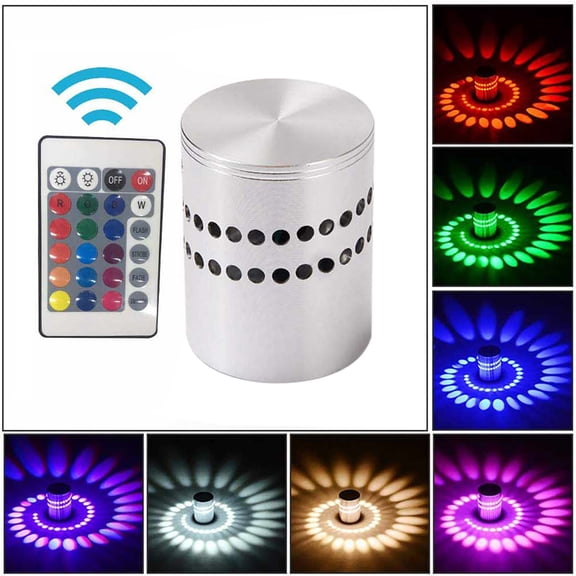 Teissuly Led Aluminum Multi Hole Lamp Remote Control Wall Lamp 3W RGB
