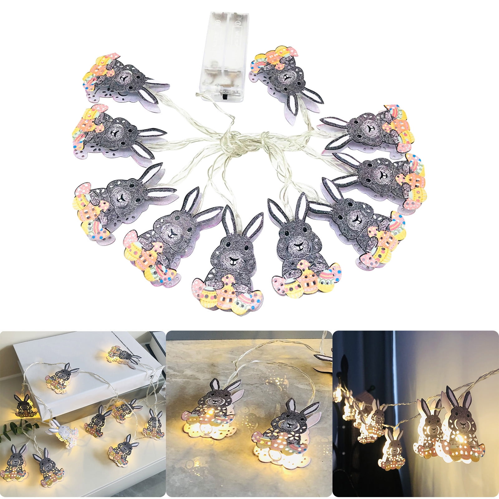 Teissuly Led Rabbit String Lights Easter Party Decoration Eggs Children ...
