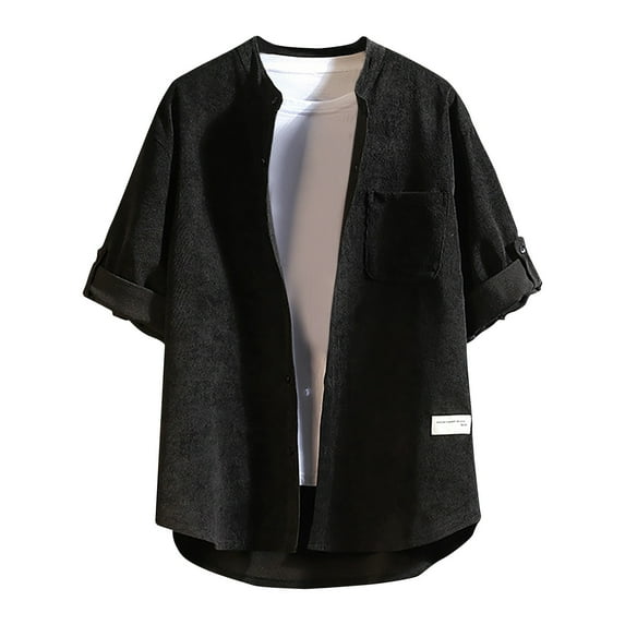 Teissuly Man Short Sleeve Solid Color Button Fashion Fallow Casual T-Shirt Tops