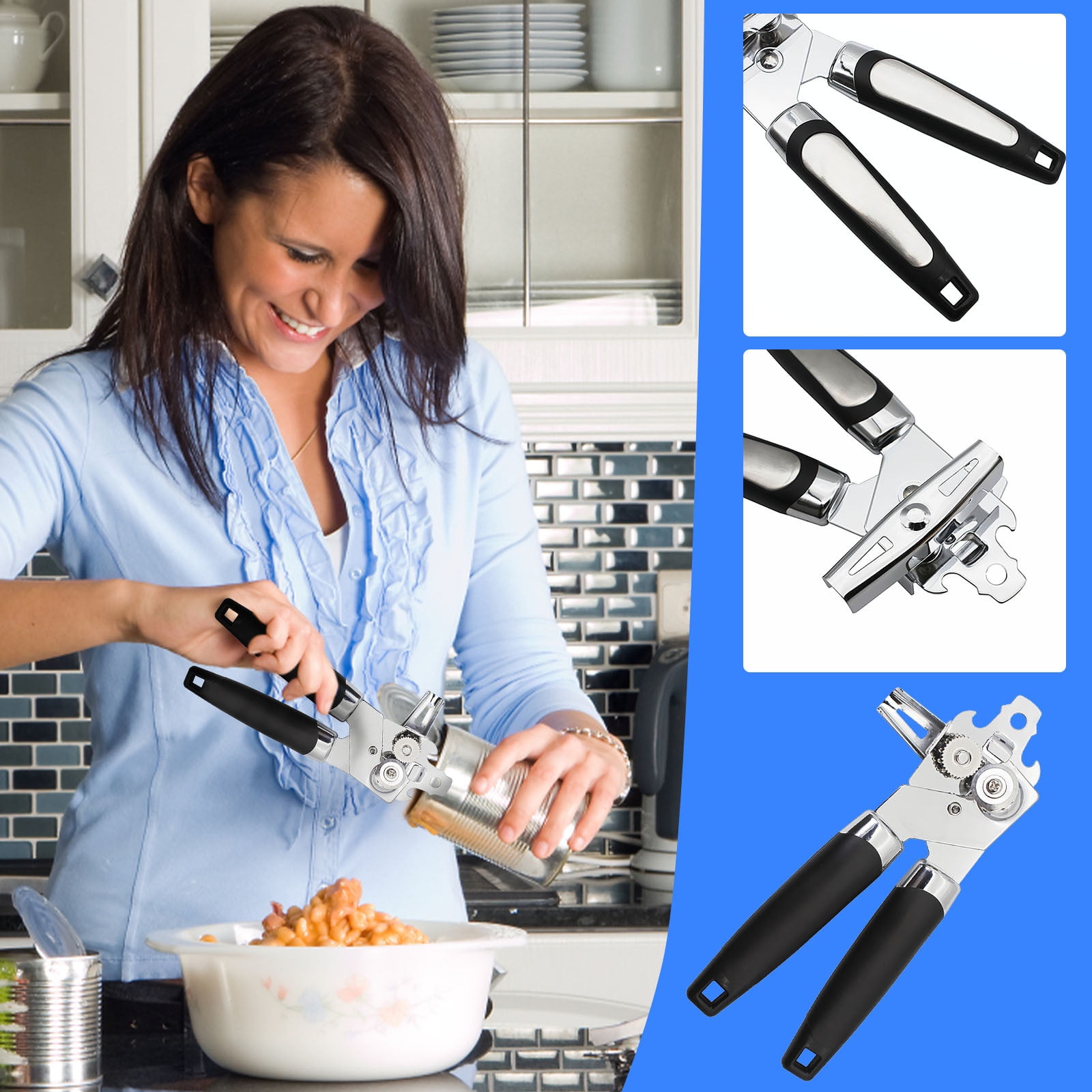 Teissuly Manual Can Opener, Heavy Duty Stainless Steel Smooth Edge