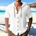 thumbnail image 1 of Teissuly Men Casual Hollow Out Solid Color Short Sleeve Hooded Blouse, 1 of 6
