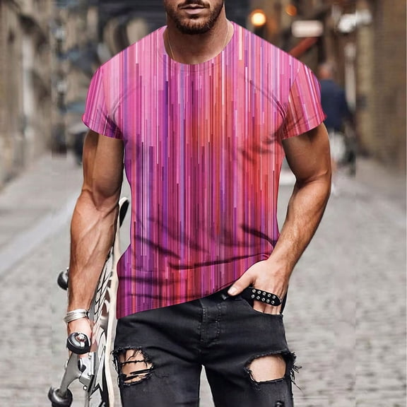 Teissuly Men Print Short Sleeve Round Neck T-shirt Casual Fashion Short Sleeve