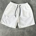 thumbnail image 1 of Teissuly Men's Casual Drawstring Pocket Solid Color Candy Color Five-point Beach Shorts, 1 of 3