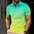 thumbnail image 1 of Teissuly Men's Casual Gradient Short Sleeved Lapel Button Up T-shirt Top, 1 of 5