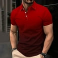 thumbnail image 1 of Teissuly Men's Casual Gradient Short Sleeved Lapel Button Up T-shirt Top, 1 of 5