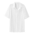 thumbnail image 1 of Teissuly Men's Casual Loose Short Sleeved Shirt Solid Color Comfortable Shirt Gauze Turndown Collar Blouse, 1 of 5
