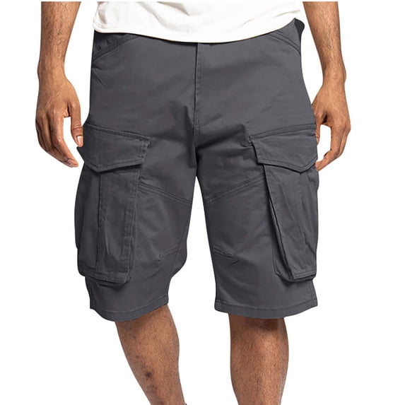 Teissuly Men's Casual Pure Color Outdoors Pocket Beach Work Trouser Cargo Shorts Pant