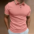 thumbnail image 1 of Teissuly Men's Casual T-shirt Solid Color Turndown Collar Short Sleeve Tops Blouse, 1 of 9