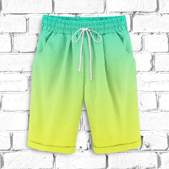 Teissuly Men's Cotton And Shorts Lanyard Casual Pants Capris Shorts Pants