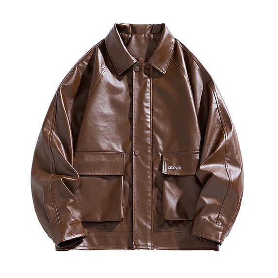 Teissuly Men's Fashion Men's Leather Motorcycle Jackets Casual Tops Coats