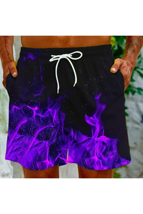 Men's Flame Printing Special Print Beach Casual Trouser Shorts Pant