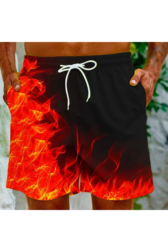 Men's Flame Printing Special Print Beach Casual Trouser Shorts Pant