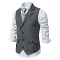 thumbnail image 1 of Teissuly Men's Herringbone Tweed Suit Vest Vintage Lapel Vest Men's Coat, 1 of 9