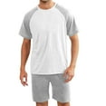 thumbnail image 1 of Teissuly Men's Pajama Set Sleepwear Lightweight Quick Dry Short Sleeve Shirts Shorts Soft Comfy Sleep Sets, 1 of 4