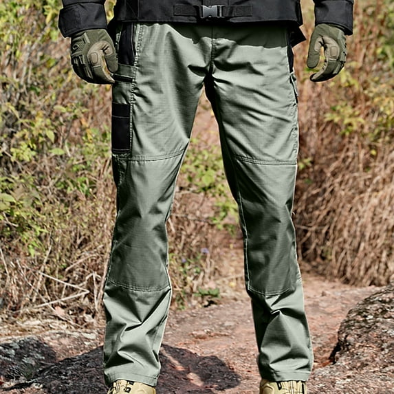 Teissuly Men's Pants Pocket Water Ripstop Hiking Pants Lightweight Cargo Fishing Military Pants
