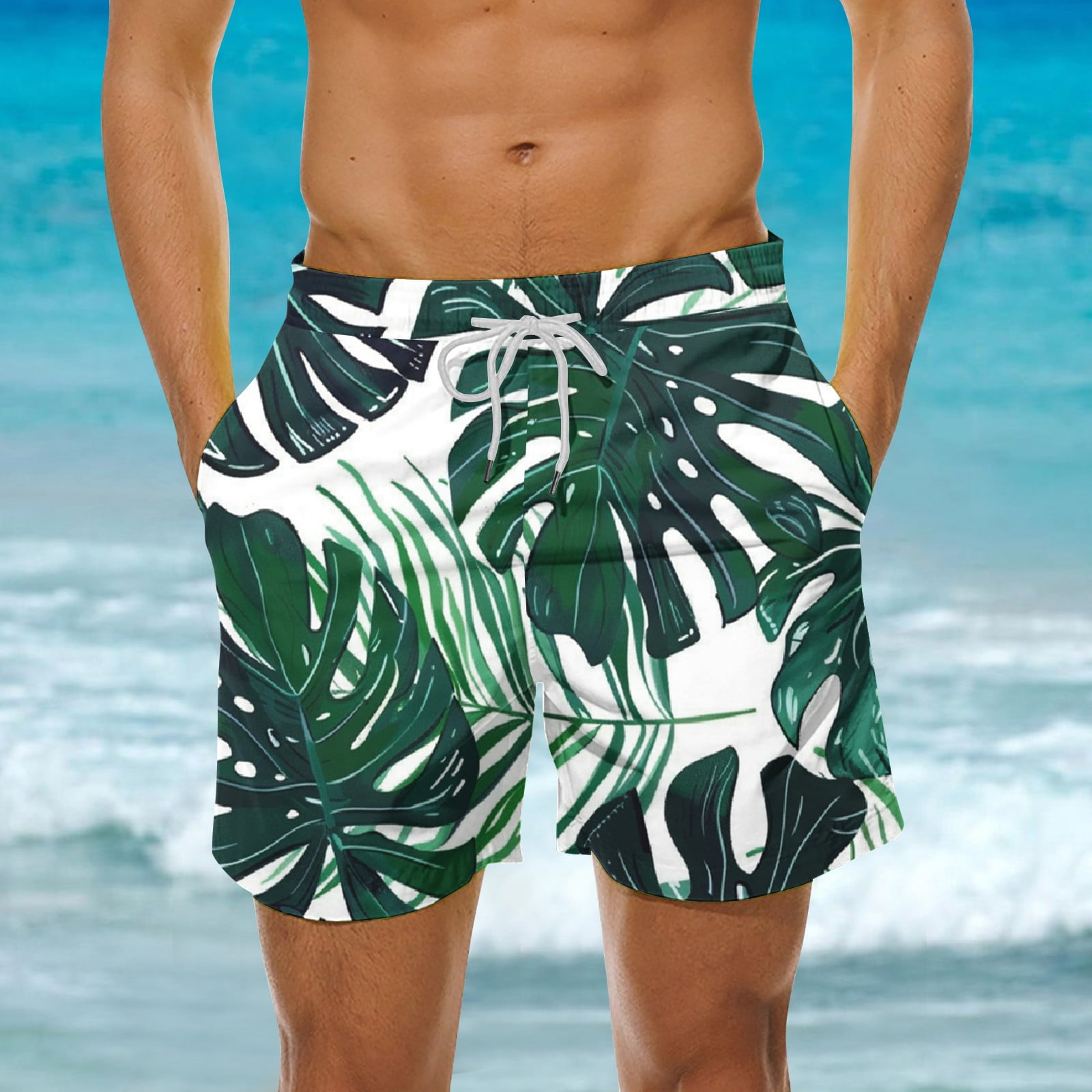 Teissuly Men's Summer Loose Beach Shorts Pocket Swimming Pants ...