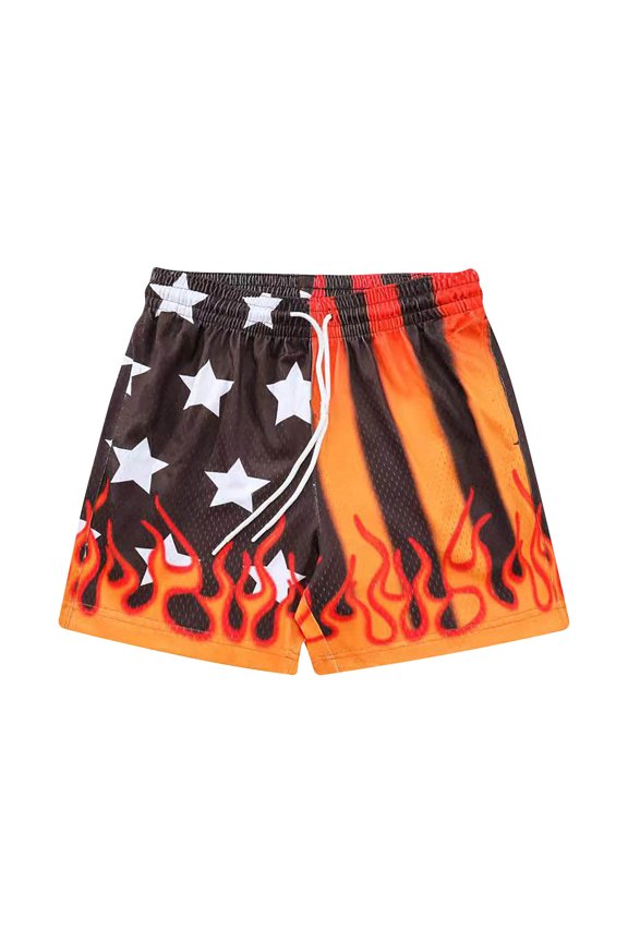 Men's Summer Printing Beach Fitness Run Casual Sports Mesh Breathability Shorts Pants
