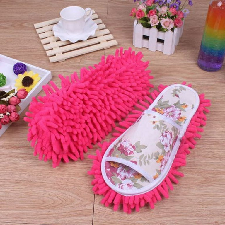Teissuly Mop Slippers Soft Washable Microfiber Super Chenille Mopping House  Home Shoes Mop Slippers for Floor Cleaning 