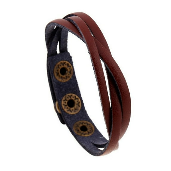 Teissuly New Leather Wrap Wristband Cuff Punk Men Women Bracelet Bangle