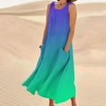 thumbnail image 1 of Teissuly New Women's Sleeveless Cotton And Linen Round Neck Printed Long Dress, 1 of 5