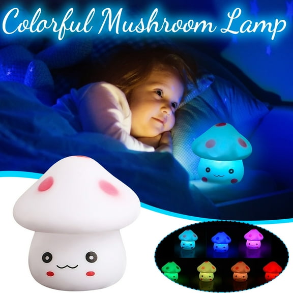 Teissuly Night Light for Kids, Kids Night Light, Cute&Safe Kids Night Lights for Bedroom - Romantic Mushroom Colorful Night Light with Replaceable -Batteries Soft Light and Colorful Gradient