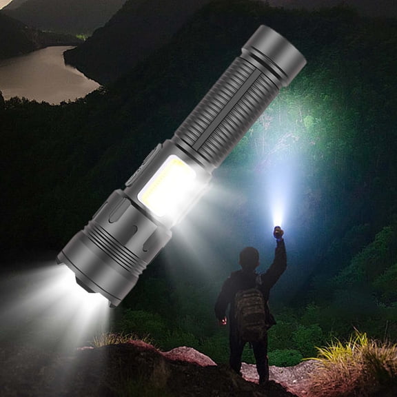 Teissuly Nine Lights In One Brightest Outdoor Flashlight 1200 Lumens LED Flashlight 30W LED Light Rechargeable Powerful Torch Long Throw Up To 1000 Meters