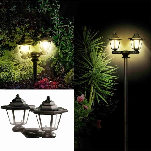 Teissuly Outdoor Post Lights Waterproofs Decorative Floor Lamp Vintage For Patio Garden Backyard Front/Back Door Two Post Headlights Solar Floor Lamps