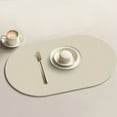 thumbnail image 1 of Teissuly Oval Leather Washable Placemats, Faux Leather Heat Resistant Rectangle Table Mats, Wipeable Waterproof Non Slip Placemats Easy to Clean for Kitchen Coffee Dining Table, 1 of 7