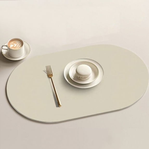 Teissuly Oval Leather Washable Placemats, Faux Leather Heat Resistant Rectangle Table Mats, Wipeable Waterproof Non Slip Placemats Easy to Clean for Kitchen Coffee Dining Table