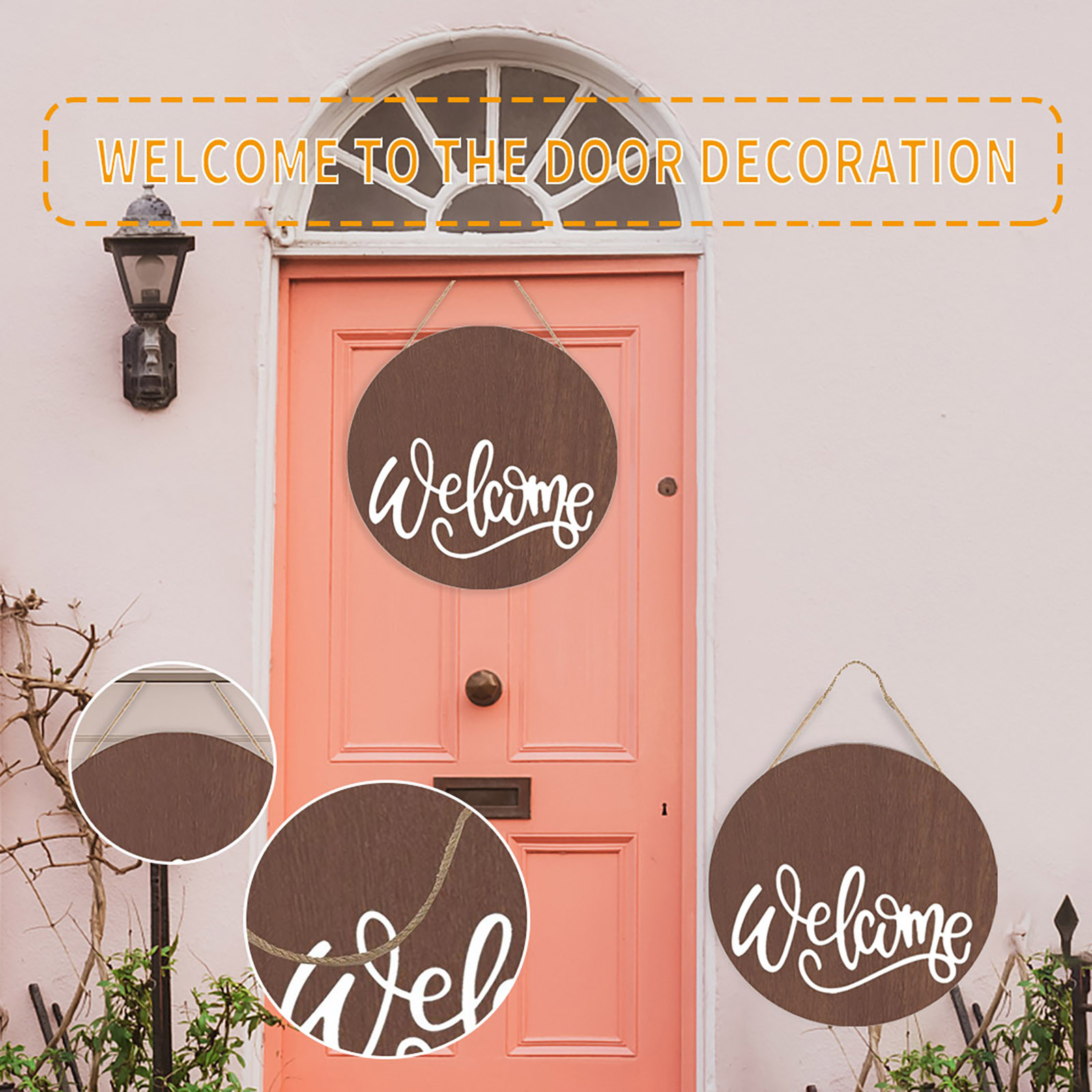 Pvc Welcomesign Teissuly PVC Welcome Doorplate With Lattice Bow Hanging On The Wall Of ...