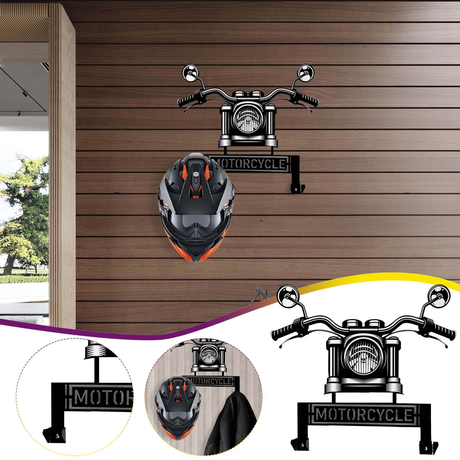 Teissuly Personalized Motorcycle Helmet Holder Helmet Rack Wall Mount