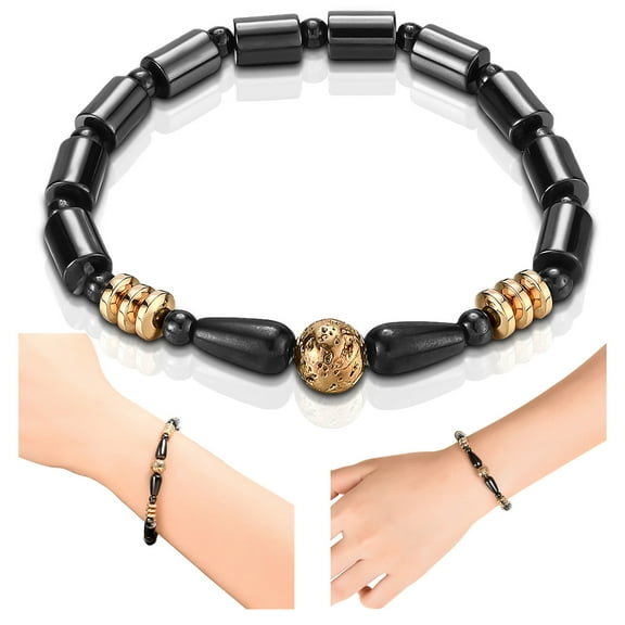 Teissuly Popular Golden Volcanic Stone Black Magnet Bracelet Bracelet