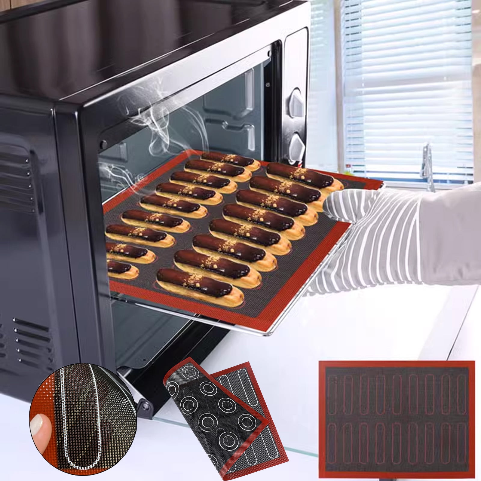 Teissuly Profession Bread Baking Mat Non Stick Oven Liner Perforated